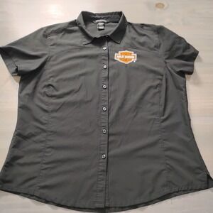 Harley Davidson Short Sleeve Women's XL Black Embroidered Logo Black Widow